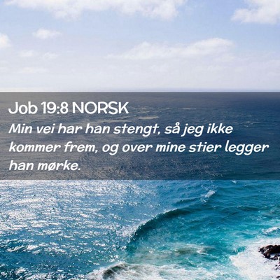 Picture 02 - Job 19:8 NORSK - Min vei har han stengt, så jeg ikke kommer frem, - Bible Verse Picture