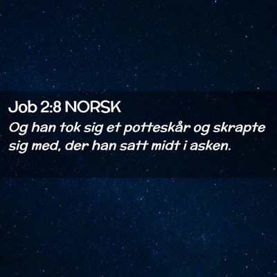 Picture 02 - Job 2:8 NORSK - Og han tok sig et potteskår og skrapte sig med, - Bible Verse Picture