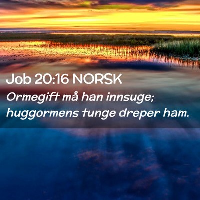 Picture 02 - Job 20:16 NORSK - Ormegift må han innsuge; huggormens tunge dreper - Bible Verse Picture