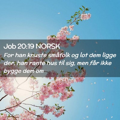 Picture 02 - Job 20:19 NORSK - For han knuste småfolk og lot dem ligge der; han - Bible Verse Picture