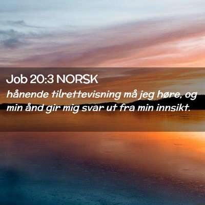 Picture 02 - Job 20:3 NORSK - hånende tilrettevisning må jeg høre, og min - Bible Verse Picture