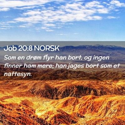 Picture 02 - Job 20:8 NORSK - Som en drøm flyr han bort, og ingen finner ham - Bible Verse Picture