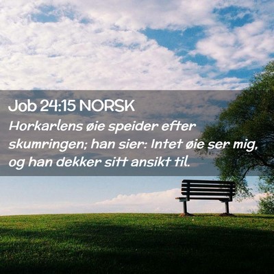 Picture 02 - Job 24:15 NORSK - Horkarlens øie speider efter skumringen; han - Bible Verse Picture
