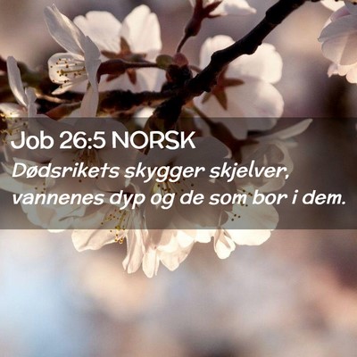 Picture 02 - Job 26:5 NORSK - Dødsrikets skygger skjelver, vannenes dyp og de - Bible Verse Picture
