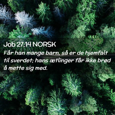 Picture 02 - Job 27:14 NORSK - Får han mange barn, så er de hjemfalt til - Bible Verse Picture