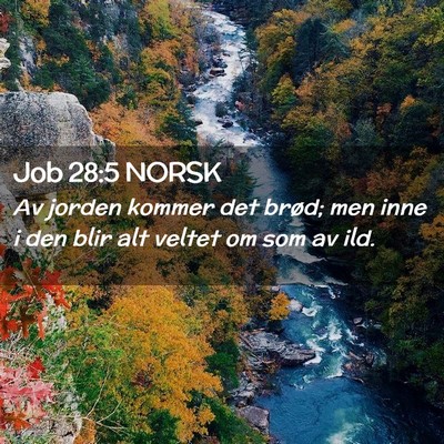 Picture 02 - Job 28:5 NORSK - Av jorden kommer det brød; men inne i den blir - Bible Verse Picture