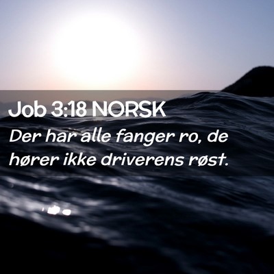 Picture 02 - Job 3:18 NORSK - Der har alle fanger ro, de hører ikke driverens - Bible Verse Picture