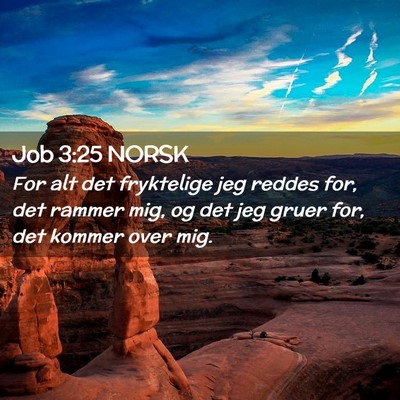 Picture 02 - Job 3:25 NORSK - For alt det fryktelige jeg reddes for, det rammer - Bible Verse Picture