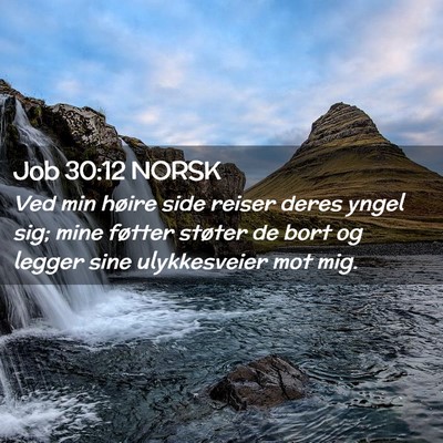 Picture 02 - Job 30:12 NORSK - Ved min høire side reiser deres yngel sig; mine - Bible Verse Picture