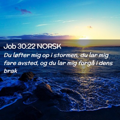 Picture 02 - Job 30:22 NORSK - Du løfter mig op i stormen, du lar mig fare - Bible Verse Picture
