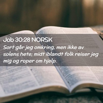 Picture 02 - Job 30:28 NORSK - Sort går jeg omkring, men ikke av solens hete; - Bible Verse Picture