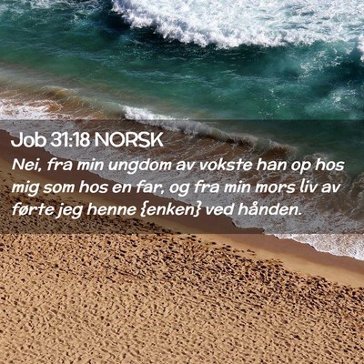 Picture 02 - Job 31:18 NORSK - Nei, fra min ungdom av vokste han op hos mig som - Bible Verse Picture