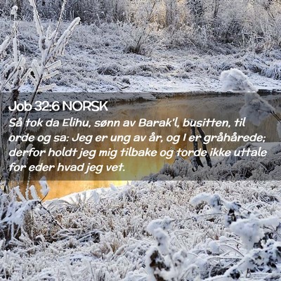Picture 02 - Job 32:6 NORSK - Så tok da Elihu, sønn av Barak'l, busitten, til - Bible Verse Picture