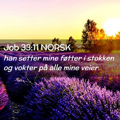 Picture 02 - Job 33:11 NORSK - han setter mine føtter i stokken og vokter på - Bible Verse Picture