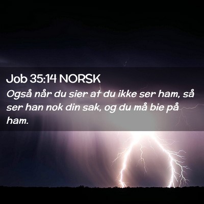Picture 02 - Job 35:14 NORSK - Også når du sier at du ikke ser ham, så ser - Bible Verse Picture