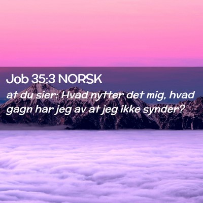 Picture 02 - Job 35:3 NORSK - at du sier: Hvad nytter det mig, hvad gagn har - Bible Verse Picture