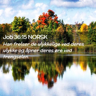 Picture 02 - Job 36:15 NORSK - Han frelser de ulykkelige ved deres ulykke og - Bible Verse Picture