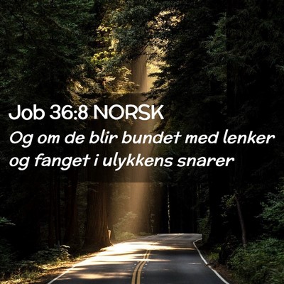 Picture 02 - Job 36:8 NORSK - Og om de blir bundet med lenker og fanget i - Bible Verse Picture