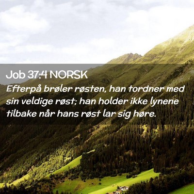 Picture 02 - Job 37:4 NORSK - Efterpå brøler røsten, han tordner med sin - Bible Verse Picture