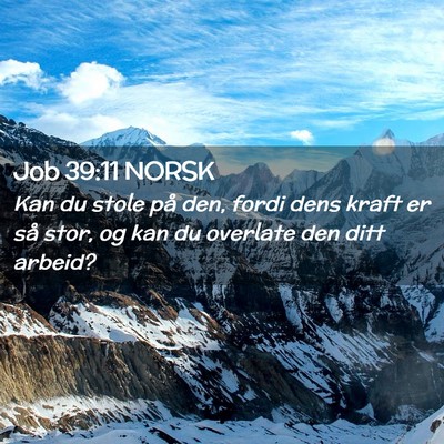 Picture 02 - Job 39:11 NORSK - Kan du stole på den, fordi dens kraft er så - Bible Verse Picture