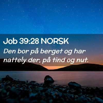 Picture 02 - Job 39:28 NORSK - Den bor på berget og har nattely der, på tind - Bible Verse Picture