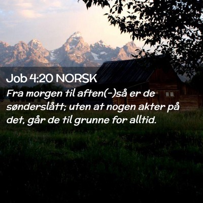 Picture 02 - Job 4:20 NORSK - Fra morgen til aften(-)så er de sønderslått; - Bible Verse Picture