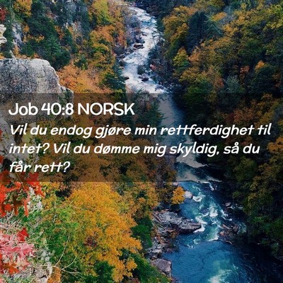 Picture 02 - Job 40:8 NORSK - Vil du endog gjøre min rettferdighet til intet? - Bible Verse Picture