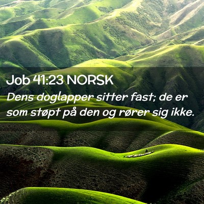 Picture 02 - Job 41:23 NORSK - Dens doglapper sitter fast; de er som støpt på - Bible Verse Picture