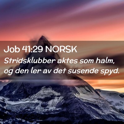 Picture 02 - Job 41:29 NORSK - Stridsklubber aktes som halm, og den ler av det - Bible Verse Picture