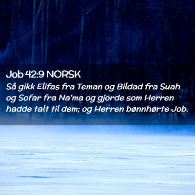 Picture 02 - Job 42:9 NORSK - Så gikk Elifas fra Teman og Bildad fra Suah og - Bible Verse Picture