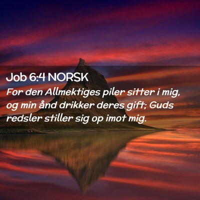 Picture 02 - Job 6:4 NORSK - For den Allmektiges piler sitter i mig, og min - Bible Verse Picture