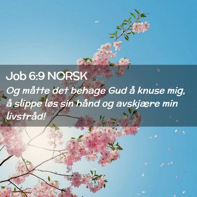 Picture 02 - Job 6:9 NORSK - Og måtte det behage Gud å knuse mig, å slippe - Bible Verse Picture