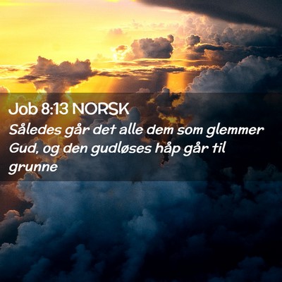 Picture 02 - Job 8:13 NORSK - Således går det alle dem som glemmer Gud, og - Bible Verse Picture