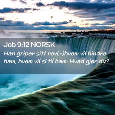 Picture 02 - Job 9:12 NORSK - Han griper sitt rov(-)hvem vil hindre ham, hvem - Bible Verse Picture