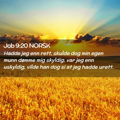 Picture 02 - Job 9:20 NORSK - Hadde jeg enn rett, skulde dog min egen munn - Bible Verse Picture