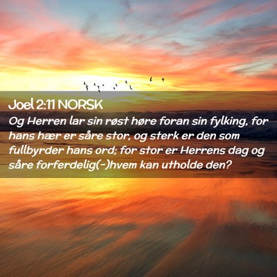 Picture 02 - Joel 2:11 NORSK - Og Herren lar sin røst høre foran sin fylking, - Bible Verse Picture