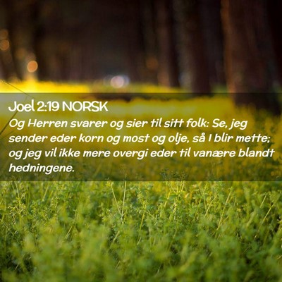 Picture 02 - Joel 2:19 NORSK - Og Herren svarer og sier til sitt folk: Se, jeg - Bible Verse Picture