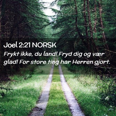 Picture 02 - Joel 2:21 NORSK - Frykt ikke, du land! Fryd dig og vær glad! For - Bible Verse Picture
