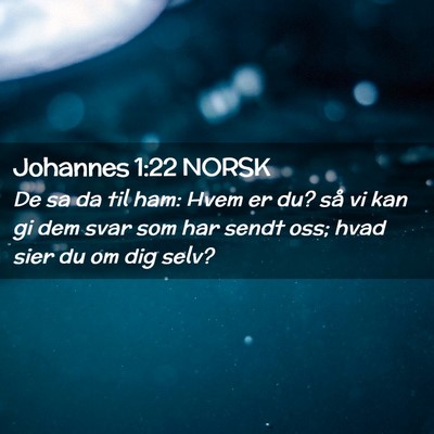 Picture 02 - Johannes 1:22 NORSK - De sa da til ham: Hvem er du? så vi kan gi dem - Bible Verse Picture