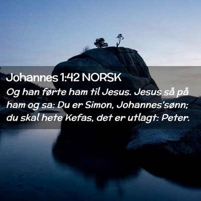 Picture 02 - Johannes 1:42 NORSK - Og han førte ham til Jesus. Jesus så på ham og - Bible Verse Picture