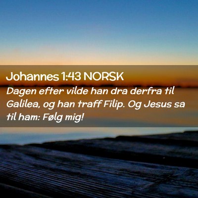 Picture 02 - Johannes 1:43 NORSK - Dagen efter vilde han dra derfra til Galilea, og - Bible Verse Picture