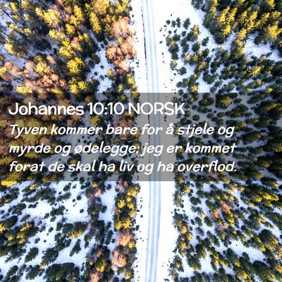 Picture 02 - Johannes 10:10 NORSK - Tyven kommer bare for å stjele og myrde og - Bible Verse Picture