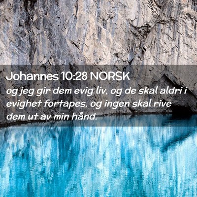 Picture 02 - Johannes 10:28 NORSK - og jeg gir dem evig liv, og de skal aldri i - Bible Verse Picture
