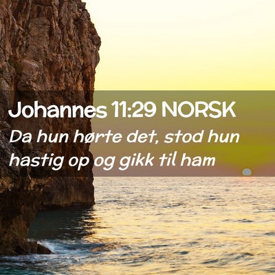 Picture 02 - Johannes 11:29 NORSK - Da hun hørte det, stod hun hastig op og gikk til - Bible Verse Picture