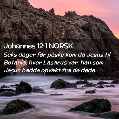 Picture 02 - Johannes 12:1 NORSK - Seks dager før påske kom da Jesus til Betania, - Bible Verse Picture
