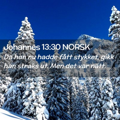 Picture 02 - Johannes 13:30 NORSK - Da han nu hadde fått stykket, gikk han straks - Bible Verse Picture