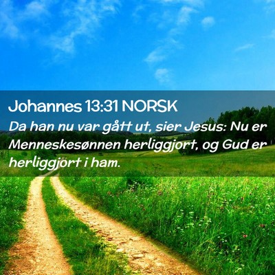 Picture 02 - Johannes 13:31 NORSK - Da han nu var gått ut, sier Jesus: Nu er - Bible Verse Picture
