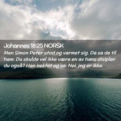 Picture 02 - Johannes 18:25 NORSK - Men Simon Peter stod og varmet sig. Da sa de til - Bible Verse Picture