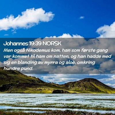 Picture 02 - Johannes 19:39 NORSK - Men også Nikodemus kom, han som første gang var - Bible Verse Picture
