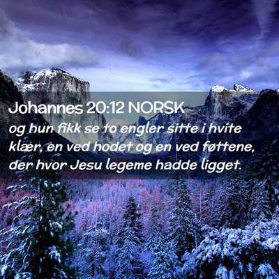 Picture 02 - Johannes 20:12 NORSK - og hun fikk se to engler sitte i hvite klær, en - Bible Verse Picture